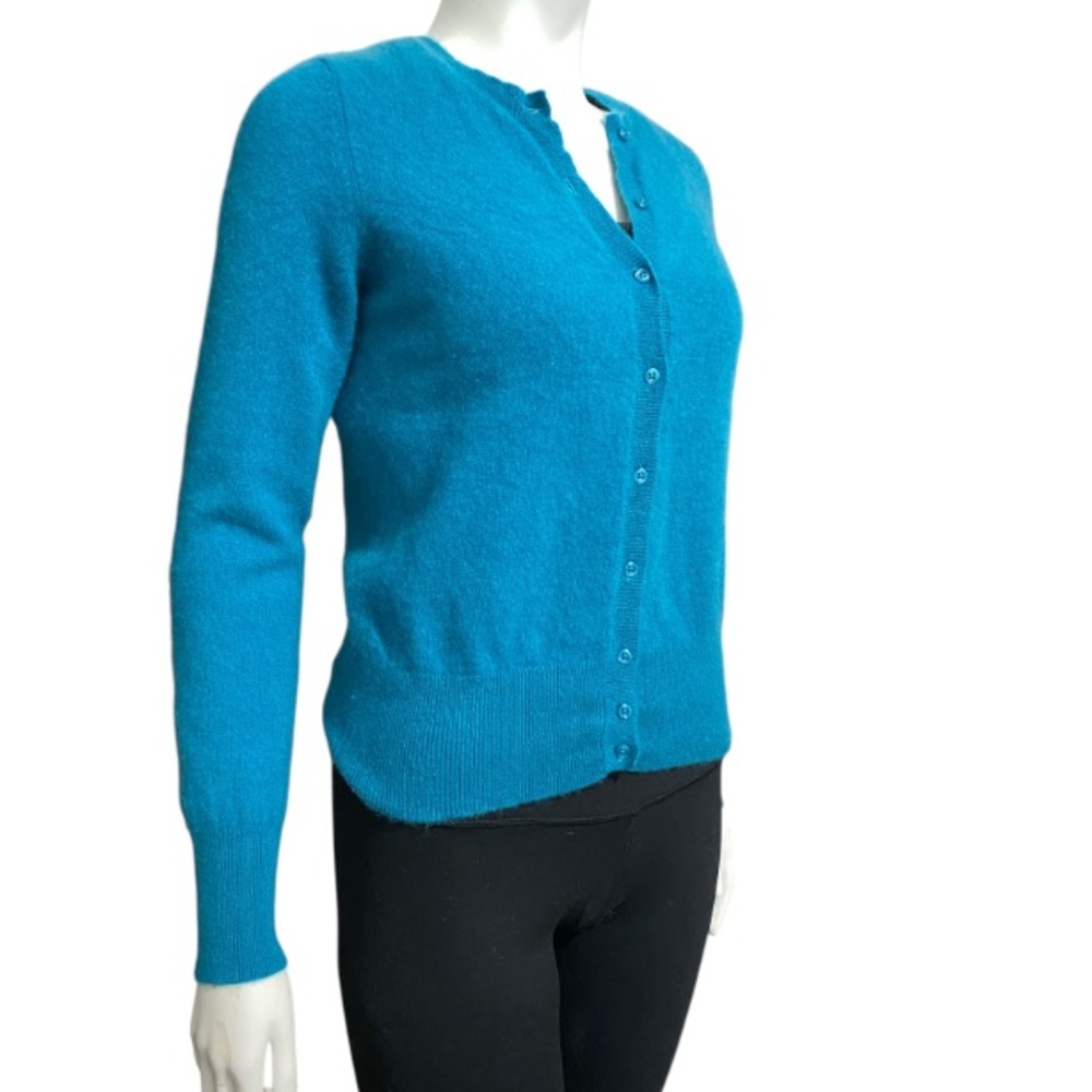 Lord & Taylor 💯 %Cashmere Teal Cardigan Sweater Size M